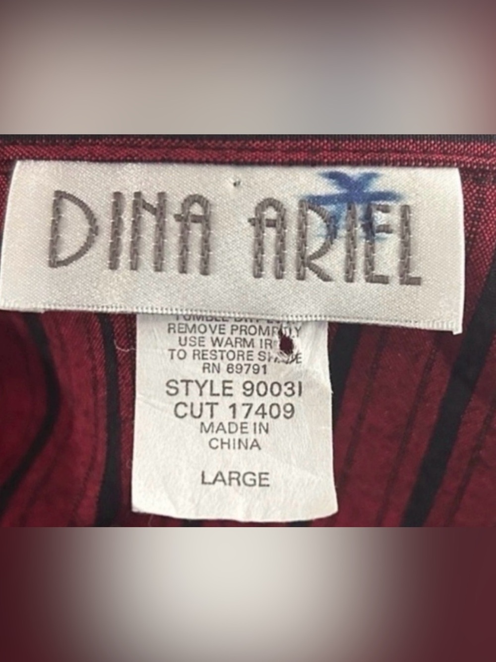 Dina Ariel 2 Piece Blouse Tank Set Large Burgundy and Black Women’s Large - Picture 9 of 10